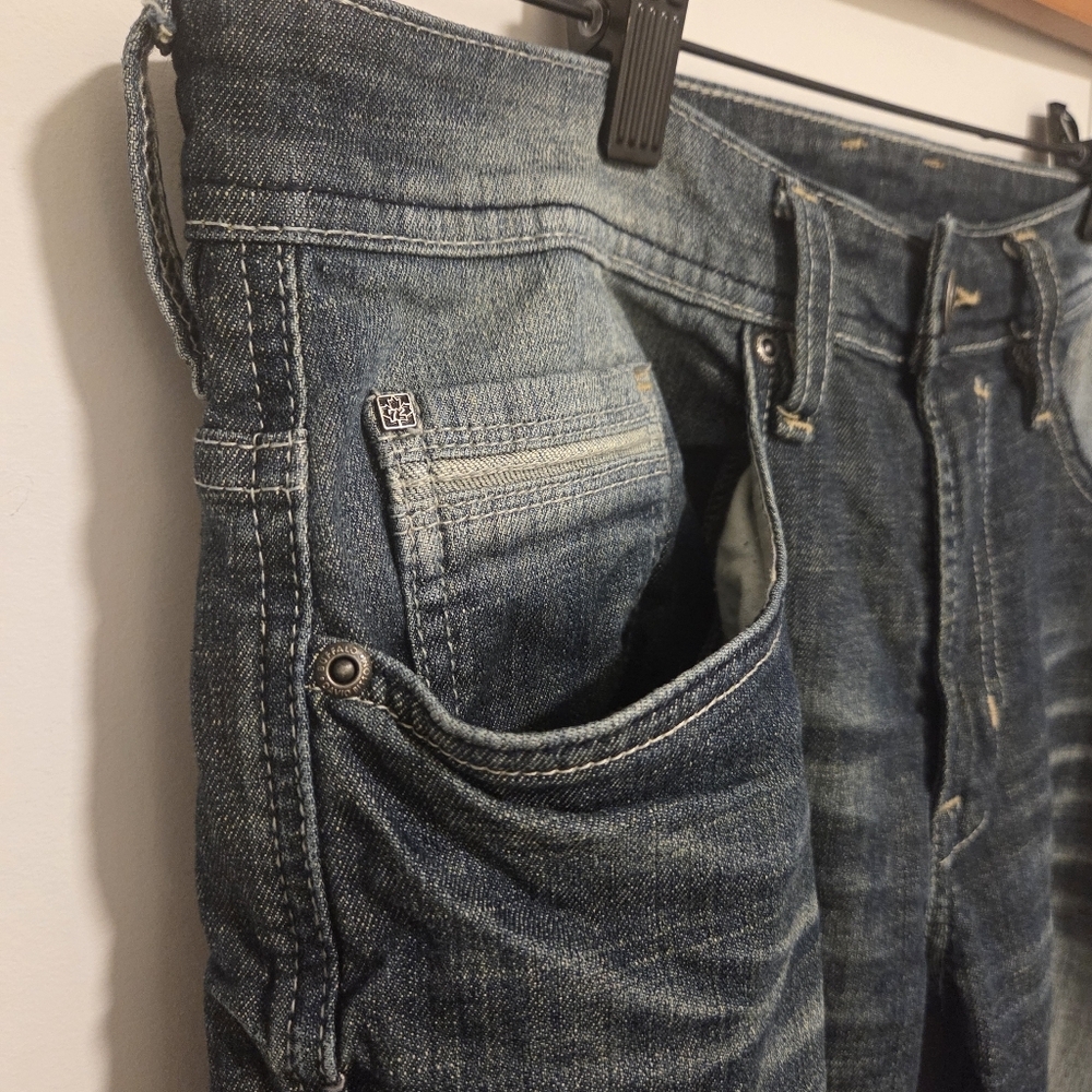 Buffalo David Bitton Evan-X Slim Stretch Jeans – Dark Distressed Wash – 32x30 - Picture 3 of 7